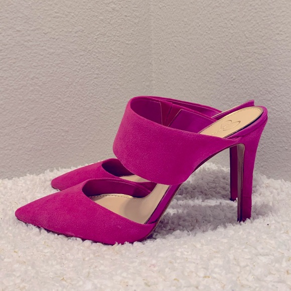 Jessica Simpson Shoes - GUC Barbie pink Jessica Simpson high heel pumps mules size 9